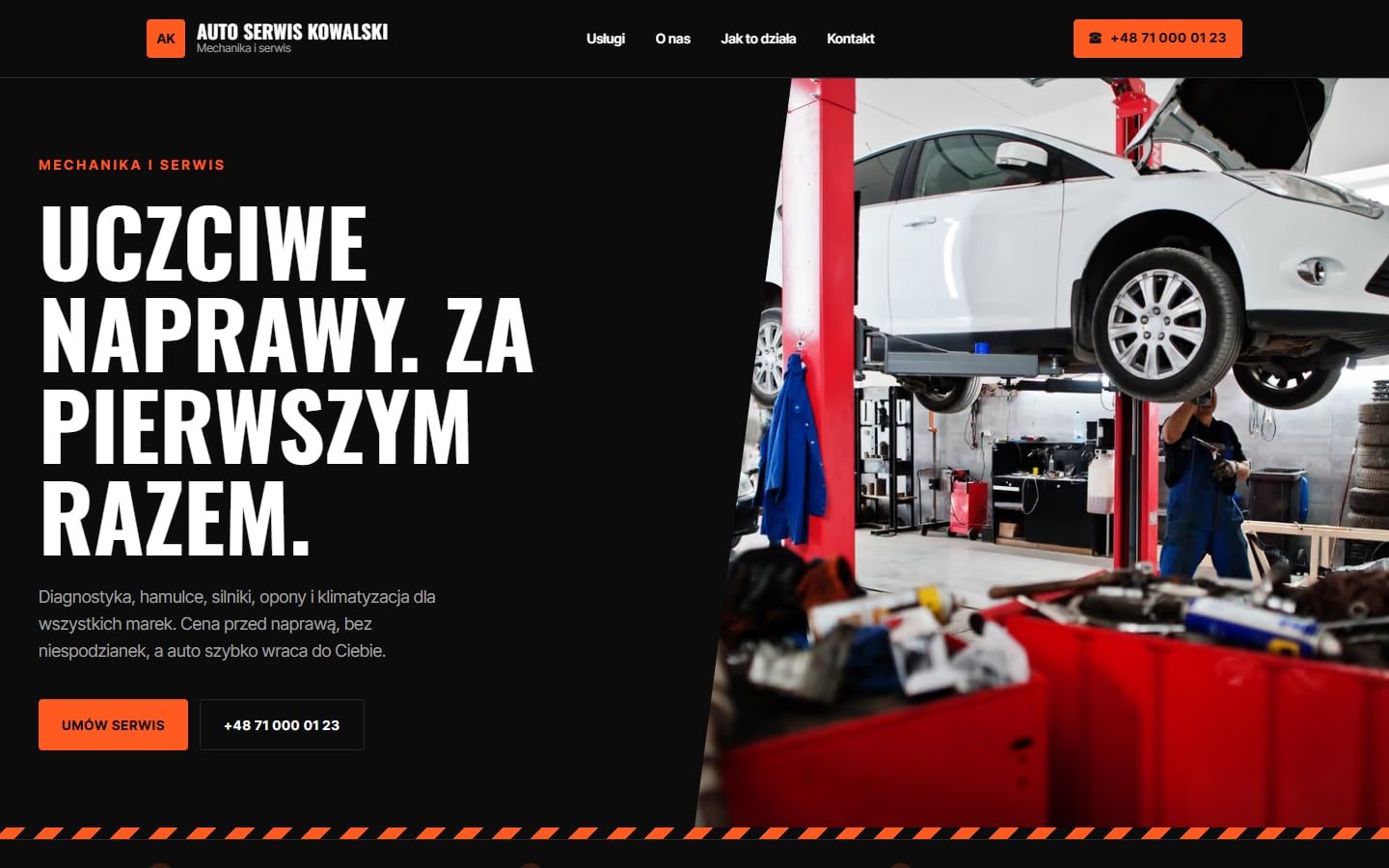 Strona główna przykładowej strony: Auto Serwis Kowalski